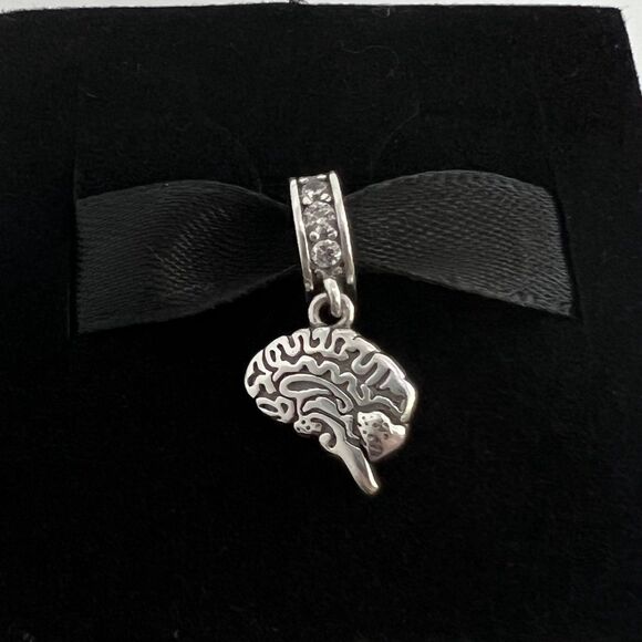 Brain Neurology Psychology S925 Sterling Silver, Pandora Compatible Charm - Picture 1 of 9